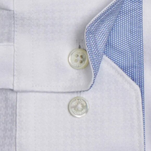 Bugatchi Trim Fit Houndstooth Dress Shirt 15.5 - Picture 2 of 6